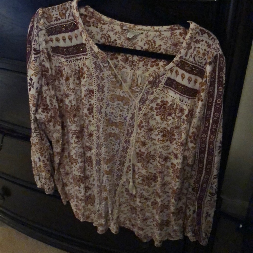 Beautiful maroon with flowers blouse